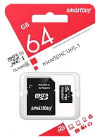 Карта памяти microSDHC SMARTBUY 64GB Class10 UHS-I (с адаптером SD)  в Энгельсе